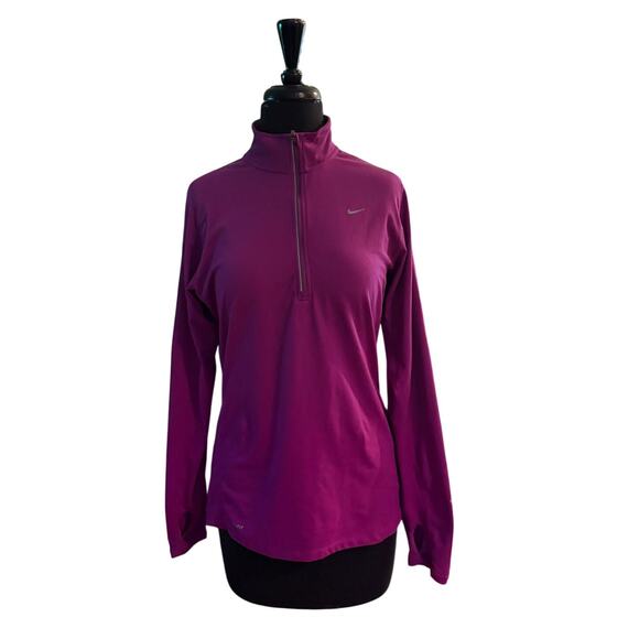 Nike Dri-Fit Magenta ¼ Zip Running Pullover Sz L 871514-513 VGUC - Picture 1 of 8